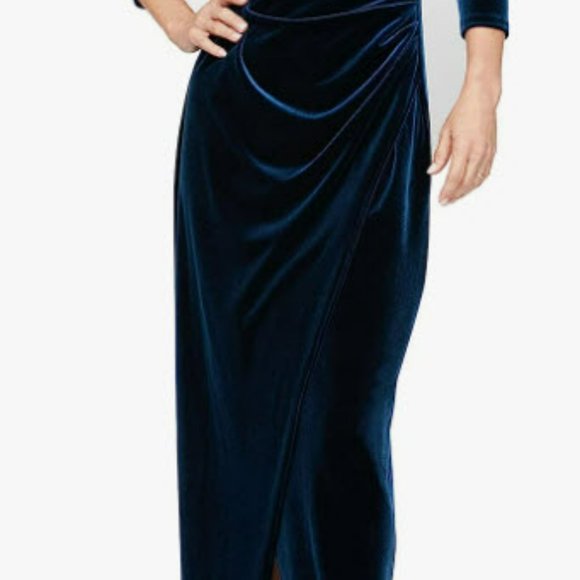 Alex Evenings Women's Long 3/4 Sleeve Velvet Dress - Picture 8 of 8